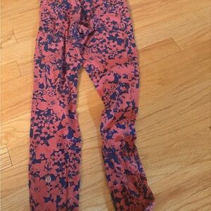 Lululemon blue and coral floral pattern leggings